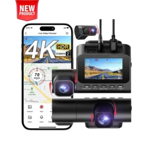 LINGDU V630 4K caméra de voiture à triple objectif avec GPS et Wi-Fi 6